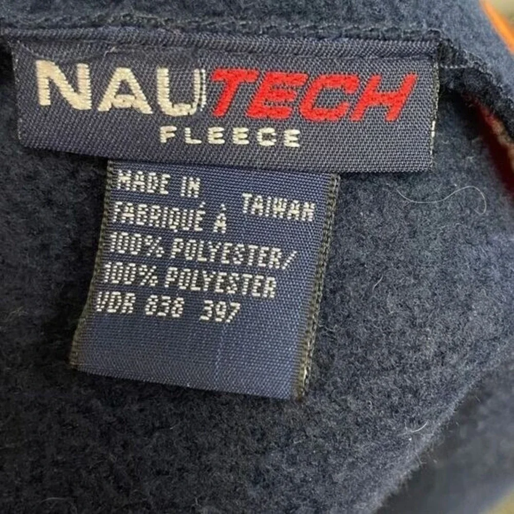 Nautica‎ Men Scarf NauTech Fleece Navy Blue Orange One Size Vintage 90s Sporty